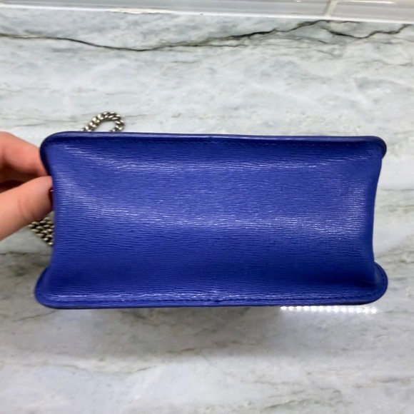 FURLA Navy Blue Crossbody With Gold Chain Strap - Picture 6 of 12